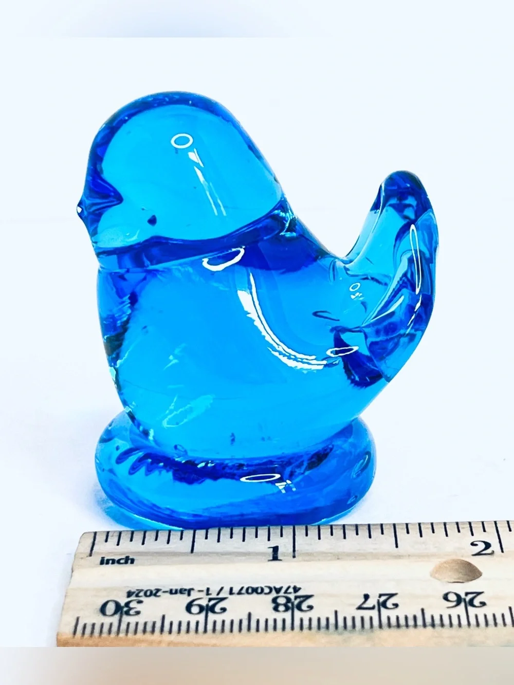 Leo Ward Bluebird of Happiness 1994 Signed Cobalt Blue Art Glass Bird